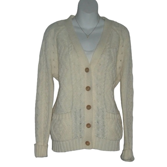 Vintage 70's Exclusive Imports Sweater Cardigan Prep School Academia Cable Knit - Picture 1 of 13
